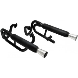 ECHAPPEMENT 4EN2 DOUBLE CANON BUGGY/BAJA/TRIKE Type1 (Noir - Sorties Chrome)